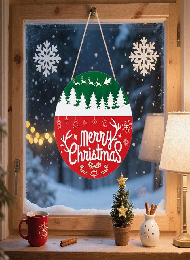 OHOME زينة عيد الميلاد الخارجية من OHOME - أكاليل عيد الميلاد للباب الأمامي | لافتة ترحيب خشبية دائرية ريفية، إكليل عيد الميلاد - مستلزمات وديكورات حفلات عيد الميلاد للباب والجدار والغرفة والشرفة والمطبخ - Image 5